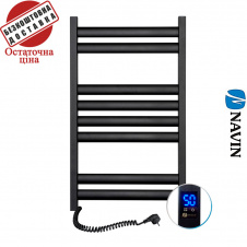 Полотенцесушитель Электро Navin Ellipse 50*80 Sensor, таймер черный муар Левый (углеродистая сталь)
