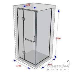 Душевая кабина Weston WK3 1100x900x2000 прозрачное стекло/polish, ручка-полотенцедержатель Вінниця