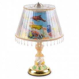 Настольная лампа классическая с абажуром Brille 60W TL-161 Золотистый