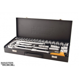 Набор насадок торцевых MASTERTOOL PROFI CrV 1/2" 8-32 мм удлиняющаяся трещотка 72Т 26 шт металлический кейс 78-4126
