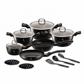 Набор посуды 15 предметов Berlinger Haus BLACK SILVER Collection (BH-6155)