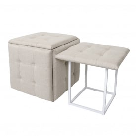 Пуф-табуреты Куб 5в1 Vitan мягкий на металлокаркасе раскладной светло-бежевый