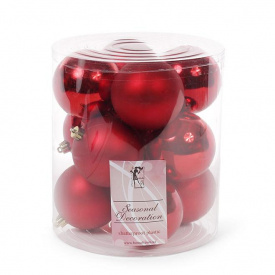 Набор пластиковых новогодних шаров Flora 12 шт D-8 см Красный (11637)