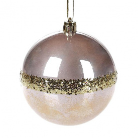 Шар новогодний пластиковый Flora D-8 см 12 шт Розовый (11426)