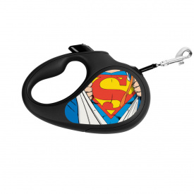 Поводок-рулетка для собак WAUDOG R-leash Супермен Герой L до 50 кг 5 м светоотражающая лента Черный
