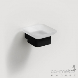 Подвесная мыльница Liberta Flow Black матовый черный/матовое стекло