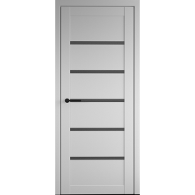 Двери межкомнатные Вена белый винил черное стекло 600х900х2000 мм