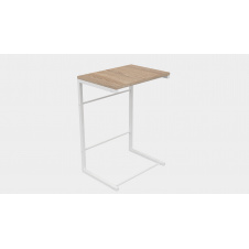 Столик приставной Терри Ferrum-decor 650x440x330 Белый металл ДСП Дуб Сонома 16 мм (TERR011)
