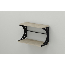 Полка настенная Ferrum-decor Букин 330x500x240 металл Черный ДСП Сонома 16 мм (BUK0004)