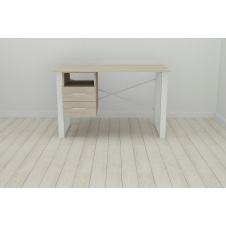 Письменный стол с ящиками Ferrum-decor Оскар 750x1400x600 металл Белый ДСП Сонома 16 мм (OSK0032)