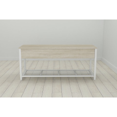 Банкетка с ящиком Ferrum-decor Дрейк 1 550x1000x400 металл Белый ДСП Сонома 16 мм (DRE0011) Виноградов