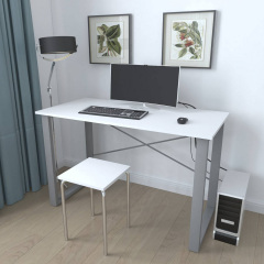 Письмовий стіл Ferrum-decor Драйв 750x1000x700 Сірий метал ДСП Білий 16 мм (DRA071) Балаклія
