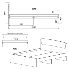 Кровать Модерн 160 + 2 ящика Компанит орех экко Кушугум
