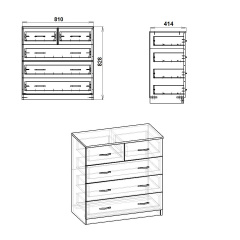 Комод Компанит 2+3 Яблоня (81х42х82 см) Иршава