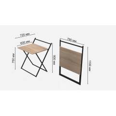 Стол трансформер Компакт 1 Ferrum-decor 750x790x720 Черный металл ДСП Дуб Сонома 16 мм (KOM104) Тернопіль