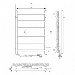 Полотенцесушитель ERAFLYME EF mini 6L левое подключение 95 Вт с терморегулятором и таймером 600x400 Киев