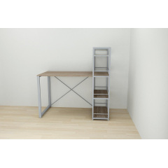 Письмовий стіл Ferrum-decor Конект з етажеркою 75x120x60 см Дуб + сірий (XK00197) Виноградів