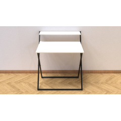 Стол трансформер Компакт 2 Ferrum-decor 750x790x720 Черный металл ДСП Белый 16 мм (KOM201) Дніпро