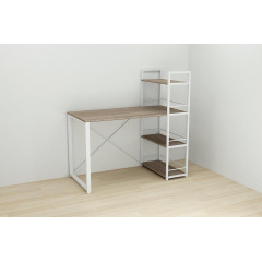 Письмовий стіл Ferrum-decor Конект з етажеркою 75x120x60 см Дуб Сонома + білий (XK00191) Суми