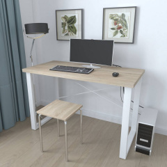 Письмовий стіл Ferrum-decor Драйв 750x1400x700 Білий метал ДСП Дуб Сонома 32 мм (DRA249) Умань