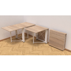 Стол-книжка трансформер Орион 2 Ferrum-decor 750x1520x730 Белый металл ДСП Дуб Сонома 16 мм (ORI211) Луцк