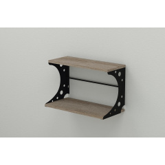 Полка настенная Ferrum-decor Букин 330x600x240 металл Черный ДСП Сонома Трюфель 16 мм (BUK0026) Чугуев