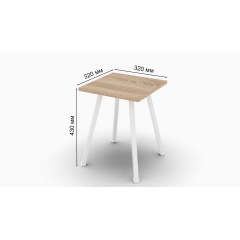 Табурет кухонный Ferrum-decor 430x320x320 Белый металл ДСП Дуб Сонома 16 мм (TAB011) Орехов