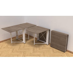 Стол-книжка трансформер Орион 2 Ferrum-decor 750x1520x730 Белый металл ДСП Дуб Сонома Трюфель 16 мм (ORI212) Білгород-Дністровський