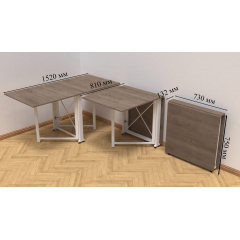 Стол-книжка трансформер Орион 2 Ferrum-decor 750x1520x730 Белый металл ДСП Дуб Сонома Трюфель 16 мм (ORI212) Білгород-Дністровський