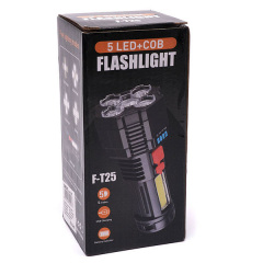 Фонарь ручной аккумуляторный Flashlight 5 LED+COB F-T25 панель индикация заряда чёрный FLC500 Харьков