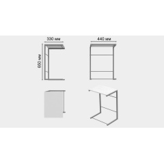 Столик приставной Терри Ferrum-decor 650x440x330 Серый металл ДСП Белый 16 мм (TERR015) Акимовка