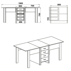Стіл книжка Компаніт 3 190х80х75 см Вільха Кропивницький