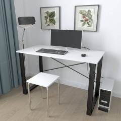 Письменный стол Ferrum-decor Драйв 750x1400x700 Черный металл ДСП Белый 16 мм (DRA106) Васильков