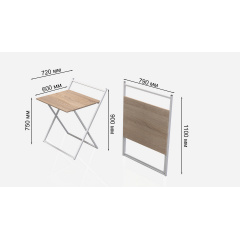 Стол трансформер Компакт 1 Ferrum-decor 750x790x720 Белый металл ДСП Дуб Сонома 16 мм (KOM111) Обухів