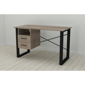 Письменный стол с ящиками Ferrum-decor Оскар 750x1400x600 металл Черный ДСП Сонома Трюфель 16 мм (OSK0026)