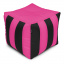 Пуф Кубик Полосатый Оксфорд 40х40 Студия Комфорта Черный + Розовый Коростень