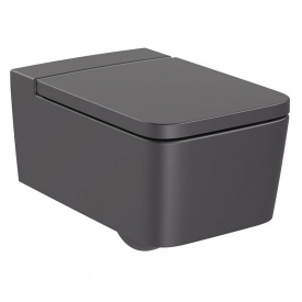 ROCA INSPIRA SQUARE Rimless унитаз подвесной 37*56*44см, горизонтальный выпуск, без сиденья, цвет оникс