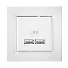 Розетка Schneider Asfora USB 2,1А Белая (EPH2700221)