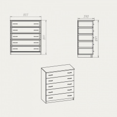 Комод Компаніт Комод-5 803x891x390 дуб Сонома Якимівка