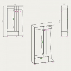 Прихожая Компанит Юлия 1100х2026х400 мм венге Черновцы
