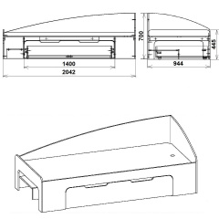 Кровать-90+1 Компанит 944х700х2042 мм яблоня Кушугум