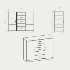 Комод Компанит Комод-5+2 1110x891x390 дуб Сонома Чернигов