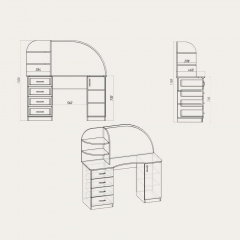 Туалетний столик Компанит Трюмо-6 1300х1300х460 мм горіх Київ
