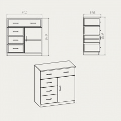 Комод Компаніт Комод-1-3-1 800x850x390 горіх Конотоп