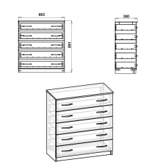 Комод 5-L Компанит 803x891x380 мм дуб сонома Киев