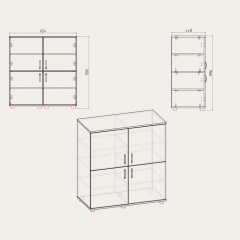 Комод Компанит Комод-4Д 924x986x445 дуб Сонома Ромны