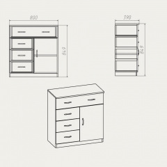 Комод Компаніт Комод-1-3-1 800x850x390 дуб Сонома Стрий