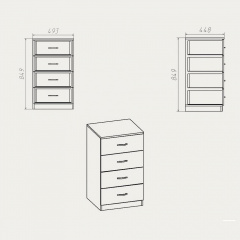 Комод Компанит Комод-4А МДФ 493x849x448 венге Киев