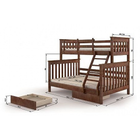 Ліжко двоярусне Мебигранд Скандинавія без ящиків 140x90x200 см