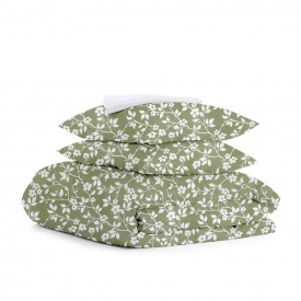 Сімейний комплект на резинці Cosas OLIVE FLOWERS Ранфорс 2х160х220 см Зелений/Білий